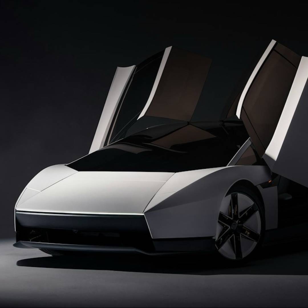 Tesla Roadster with open gullwing doors