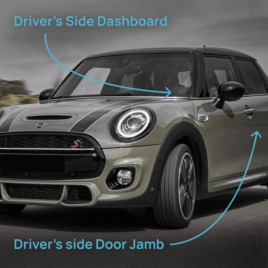 MINI’s dashboard or the driver’s side door jamb