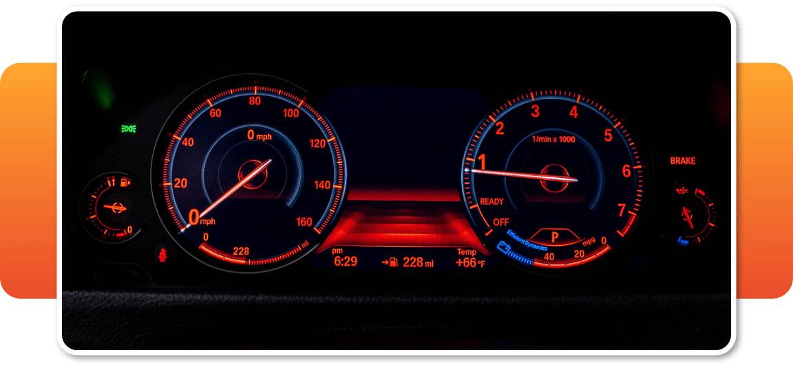 illuminated gauges on BMW digital dash